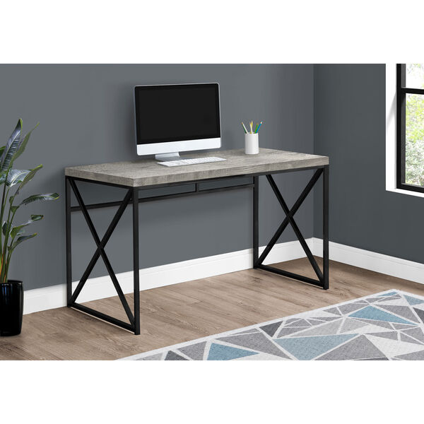 Gray and Black 24-Inch Computer Desk with Crisscross Legs, image 2