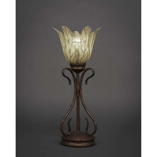 Swan Bronze Seven-Inch One-Light Table Lamp with Vanilla Leaf Glass, image 1