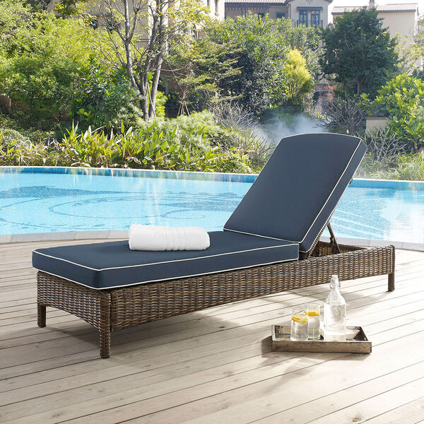 Bradenton Chaise Lounge With Navy Cushions, image 1