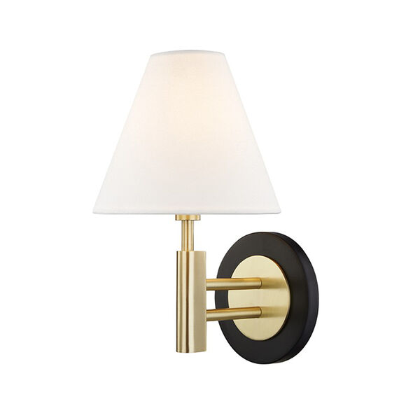 Robbie Aged Brass Black 1-Light 7.5-Inch Wall Sconce, image 1