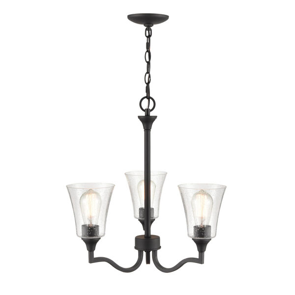 Caily Matte Black Three-Light Chandelier, image 2