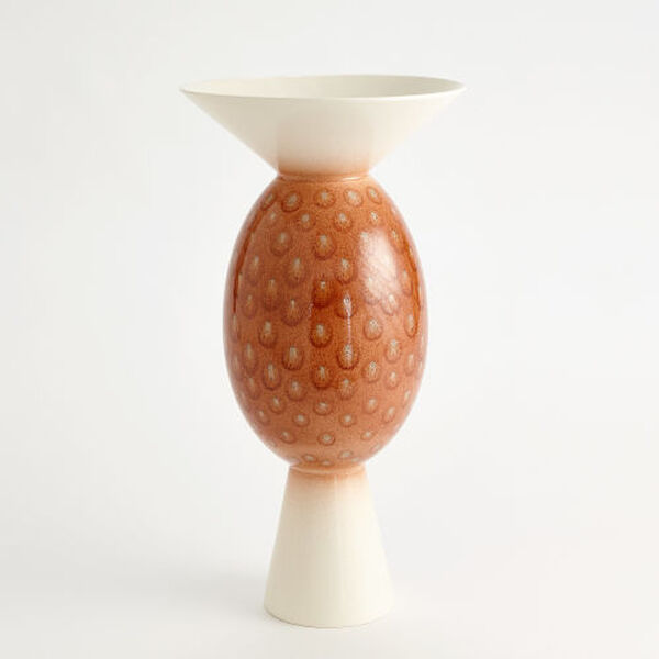 White and Brown Sunset Dots Wide Orb Vase, image 1