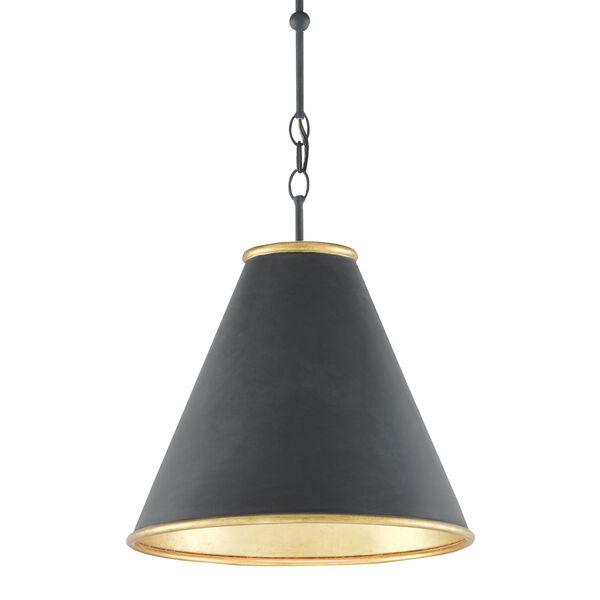 Pierrepont Antique Black and Gold One-Light 16-Inch Pendant, image 1