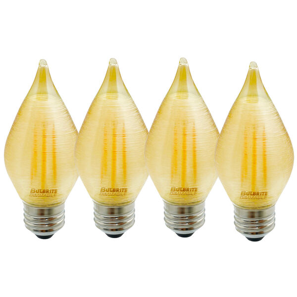 Pack of 4 Amber Glass C15 LED Candelabra E26 Dimmable 4W 2100K Spunlite Filament Light Bulb, image 1