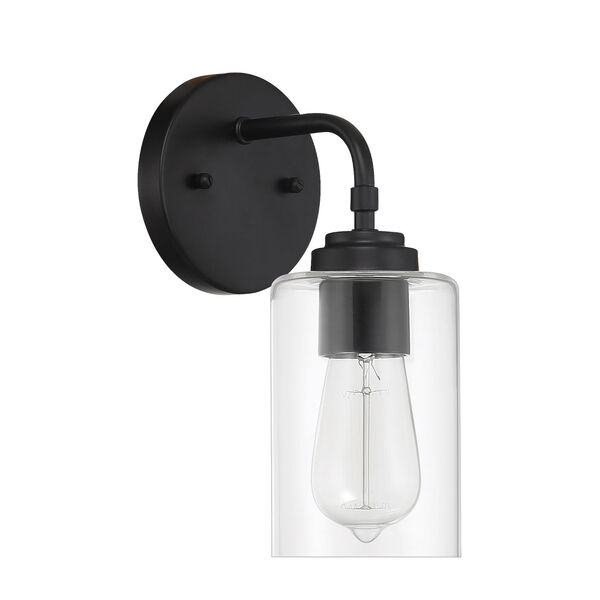 Stowe Flat Black One-Light Wall Sconce, image 1