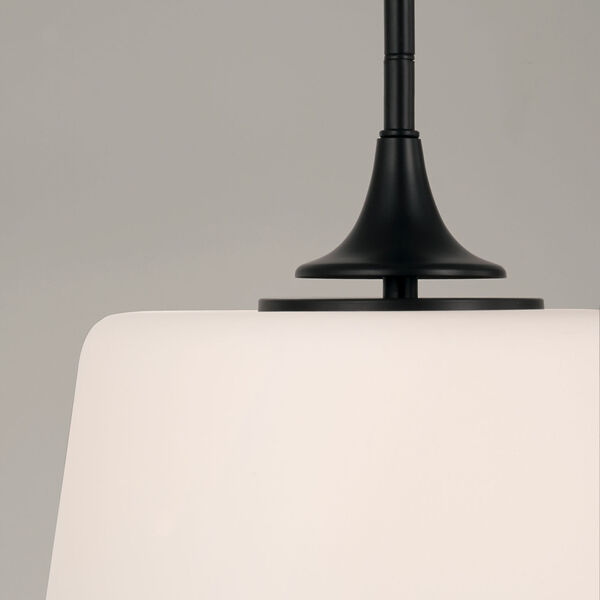 Presley Matte Black One-Light Semi Flush Mount with Soft White Glass, image 3