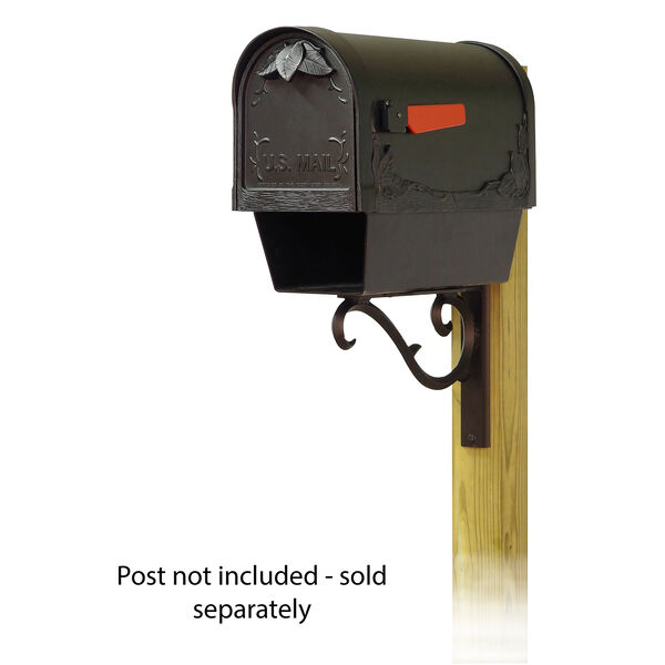 Curbside Black Floral Mailbox with Newspaper Tube and Sorrento Front Single Mounting Bracket, image 1