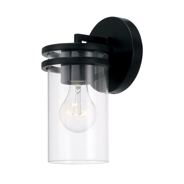 Fuller Matte Black One-Light Sconce with Clear Glass, image 1