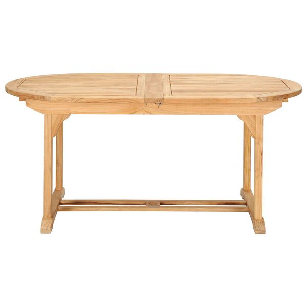 January Nature Sand Teak Oval Teak Teak Outdoor Dining Table with Double Extensions, image 5