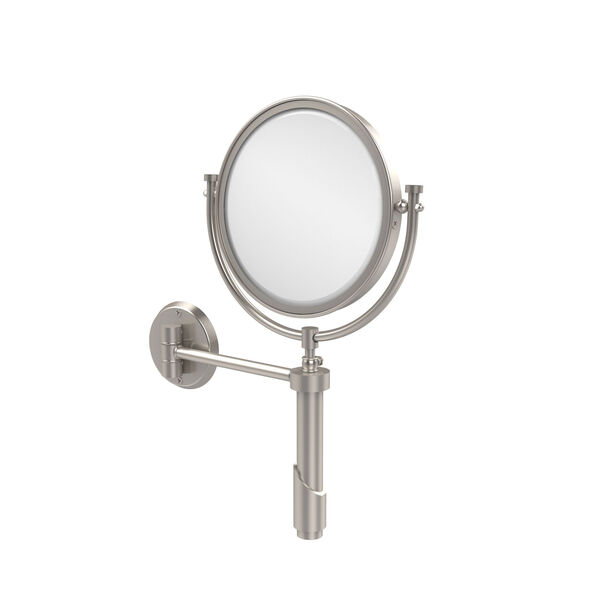 Tribecca Collection Wall Mounted Make-Up Mirror 8 Inch Diameter with 5X Magnification, Satin Nickel, image 1