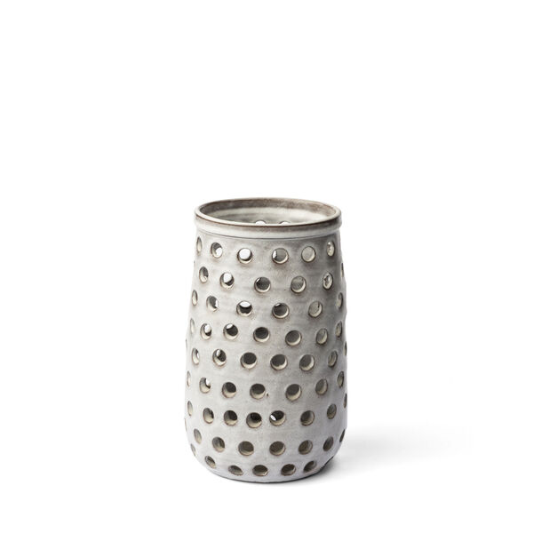 Canasta White Ceramic Cylindrical Vase, image 1