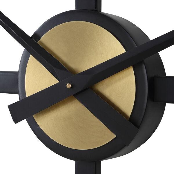 Captain Antique Brushed Brass and Satin Black Wall Clock, image 5