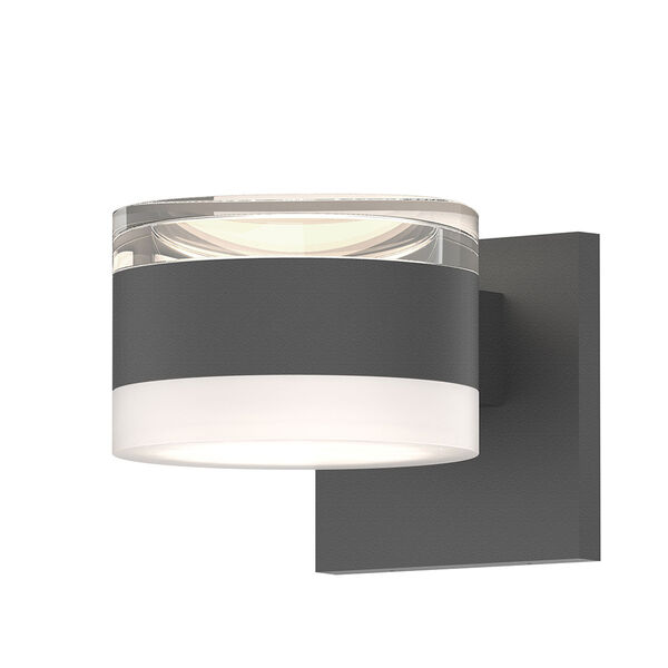 Inside-Out REALS Textured Gray Up Down LED Sconce with Cylinder Lens and Cylinder Cap - Clear Cap with Frosted White Lens, image 1