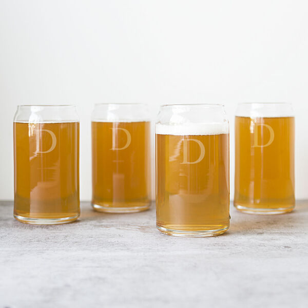 Personalized 16 oz. Craft Beer Can Glasses, Letter D, Set of 4, image 1