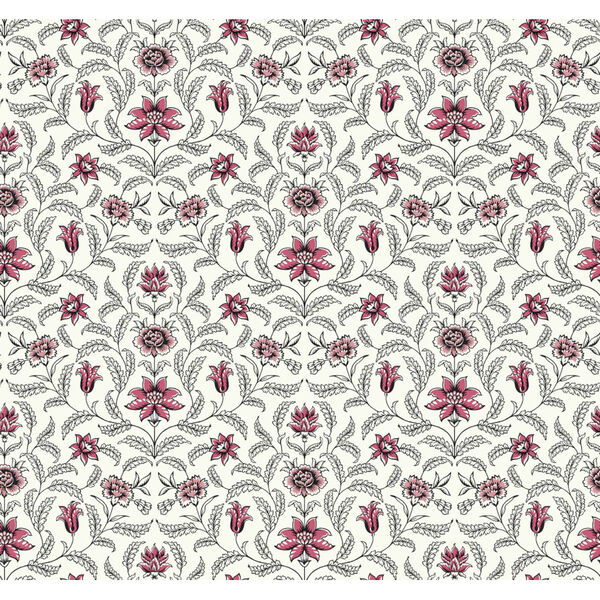 Grandmillennial Red Vintage Blooms Pre Pasted Wallpaper - SAMPLE SWATCH ONLY, image 2