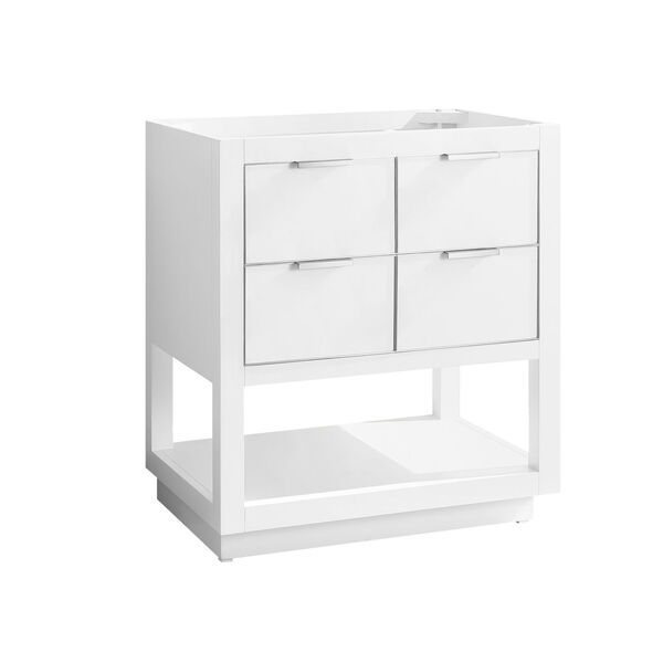White 30-Inch Allie Bath Vanity Cabinet with Silver Trim, image 2