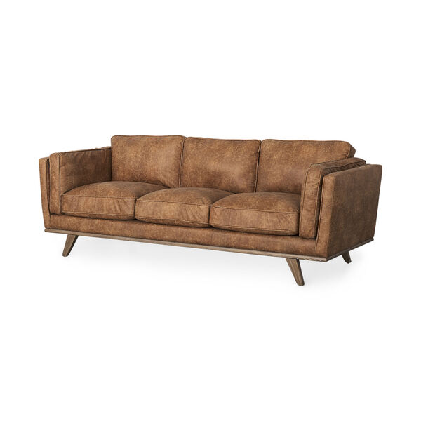 Brooks Cognac and Medium Brown Three Seater Sofa, image 1