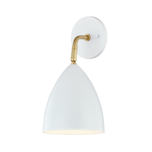 Gia Aged Brass and White One-Light Wall Sconce, image 1