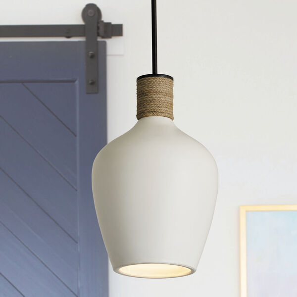 Dark Pewter 19-Inch One-Light Pendant with Soft White Ceramic Glass, image 2