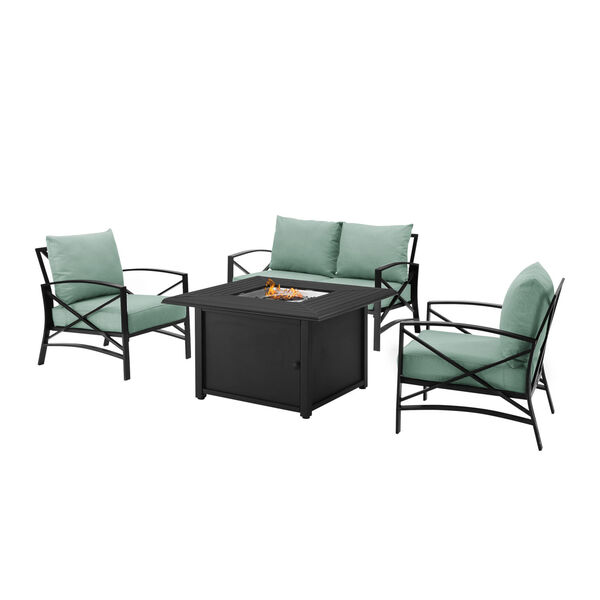 Kaplan Mist and Oil Rubbed Bronze Outdoor Conversation Set with Fire Table, 4 Piece, image 5
