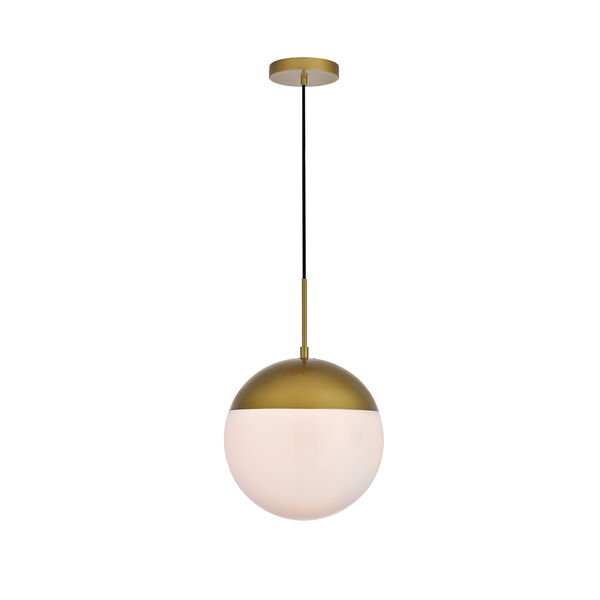 Eclipse Brass and Frosted White 12-Inch One-Light Pendant, image 1