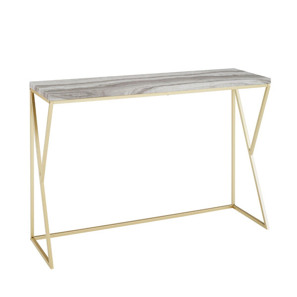 Lana Grey and Gold Geometric Side Entry Table, image 1