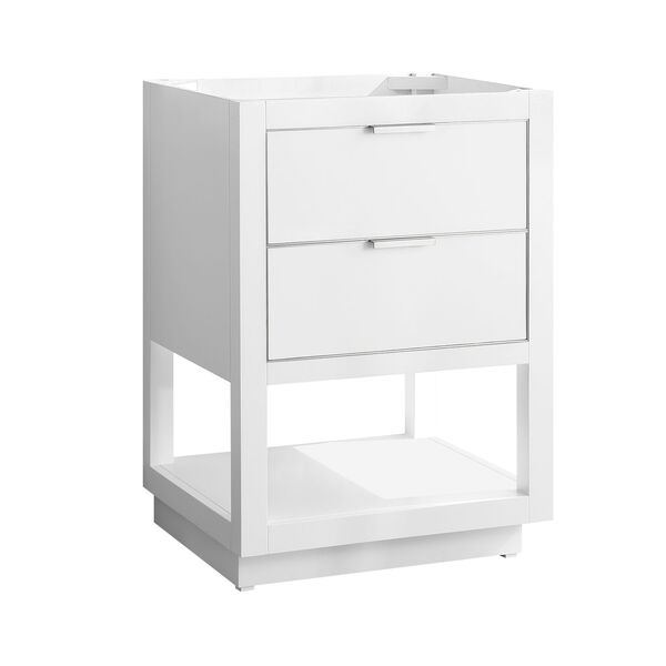 White 24-Inch Allie Bath Vanity Cabinet with Silver Trim, image 2