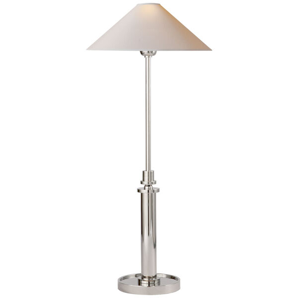 Hargett Buffet Lamp in Polished Nickel with Natural Paper Shade by J. Randall Powers, image 1
