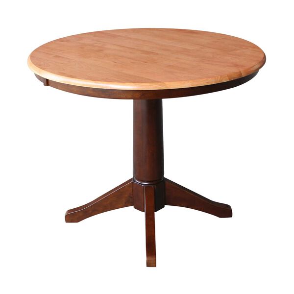 Cinnamon and Espresso 36-Inch Round Top Pedestal Dining Table, image 2