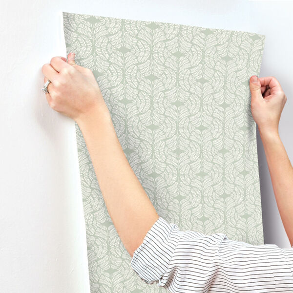 Handpainted  Green Fern Tile Wallpaper, image 3