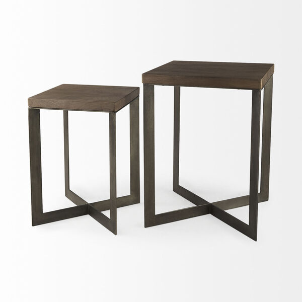 Faye Medium Brown X-Shaped Accent Table, Set of 2, image 5
