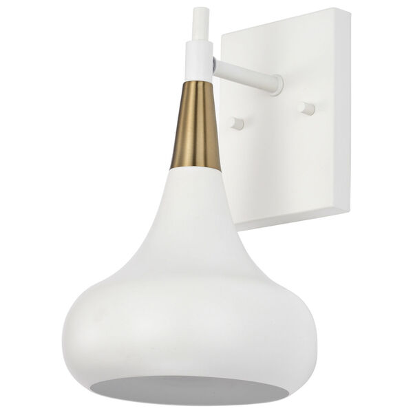 Phoenix Matte White and Burnished Brass One-Light Wall Sconce, image 1