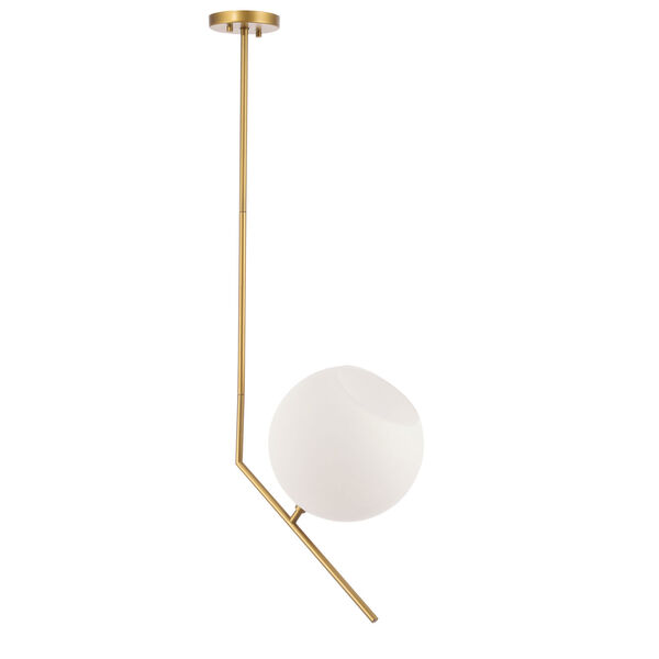 Ryland Brass One-Light Pendant with Frosted White Glass, image 4