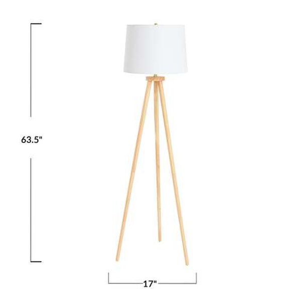 Natural One-Light A-Frame Tripod Rubber Wood Floor Lamp, image 3