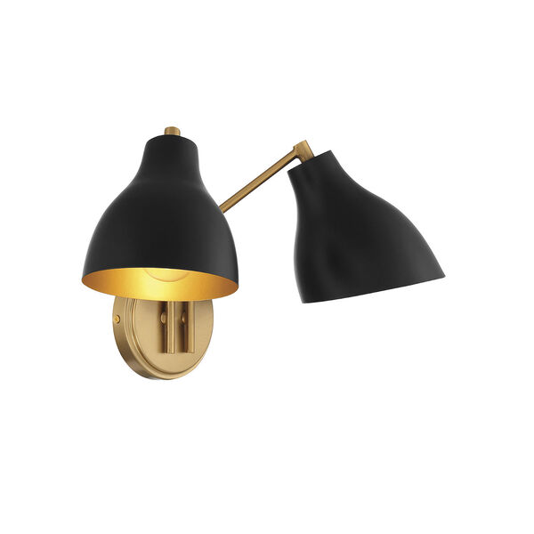 Chelsea Matte Black with Natural Brass 10-Inch Two-light Wall Sconce, image 4