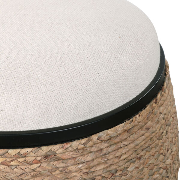 Island Matte Black and Beige 19-Inch Accent Stool, image 3