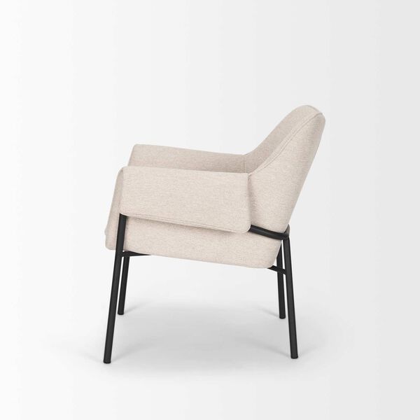 Brently Oatmeal Fabric and Matte Black Metal Legs Accent Chair, image 2