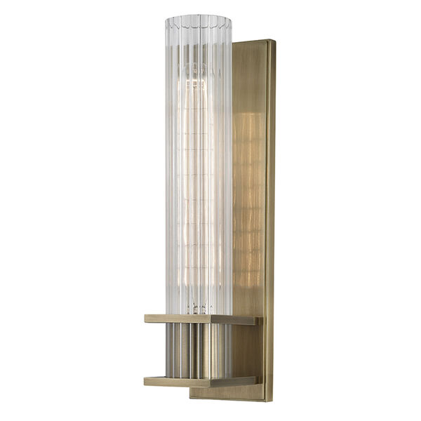 Sperry Aged Brass One-Light Wall Sconce with Clear Glass Shade, image 1