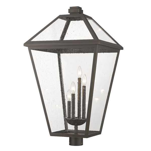 Talbot 34-Inch Four-Light Outdoor Post Mount Fixture with Seedy Shade, image 1
