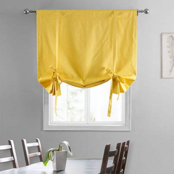 Mustard Yellow Solid Cotton Tie-Up Window Shade Single Panel, image 2