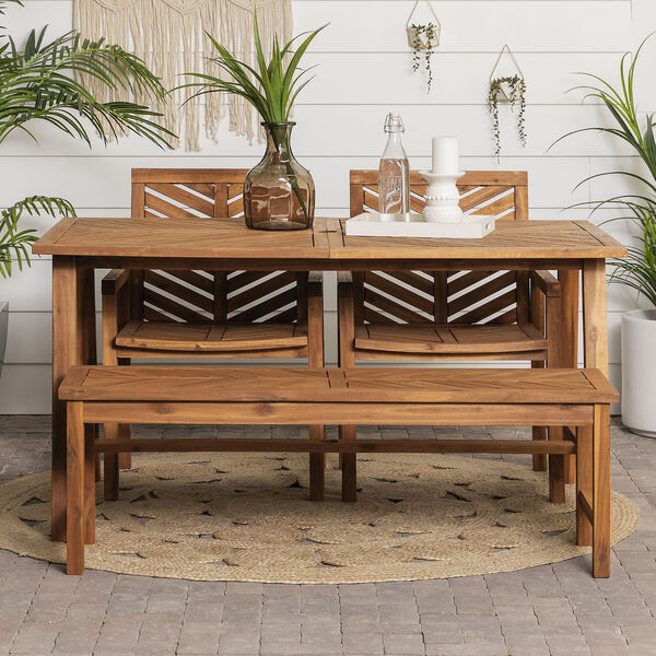 Vincent Brown Solid Acacia Wood Patio Dining Set, 4-Piece, image 4