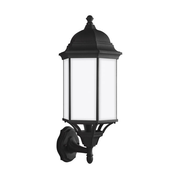 Sevier Black One-Light Outdoor Uplight Large Wall Sconce with Satin Etched Shade, image 1