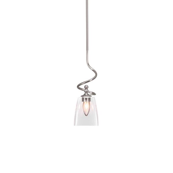 Capri Brushed Nickel One-Light Mini Pendant with Five-Inch Clear Bell Bubble Glass, image 1