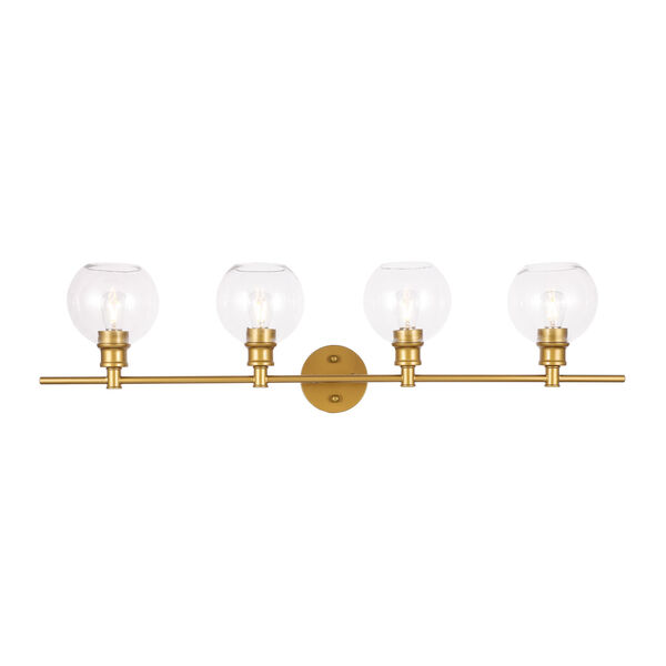 Collier Brass Four-Light Bath Vanity with Clear Glass, image 1