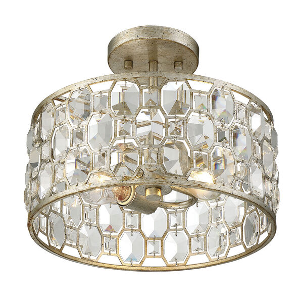 Vivian Silver Gold Two-Light Semi Flush Mount with Crystal Accents, image 3