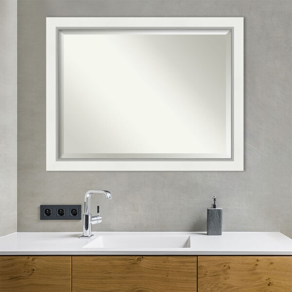 Eva White and Silver Bathroom Vanity Wall Mirror, image 3