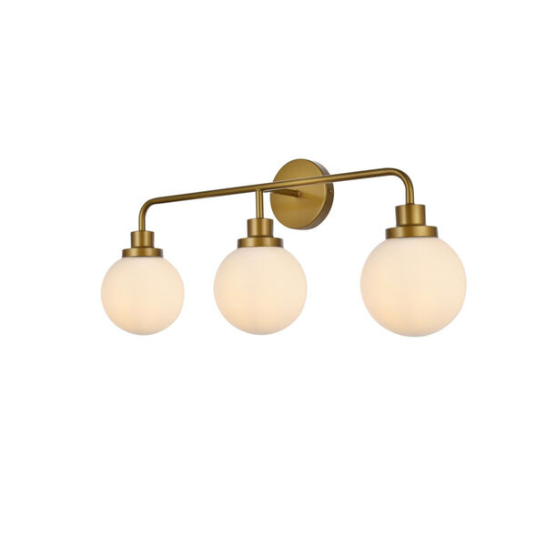 Hanson Brass and Frosted Shade Three-Light Bath Vanity, image 3