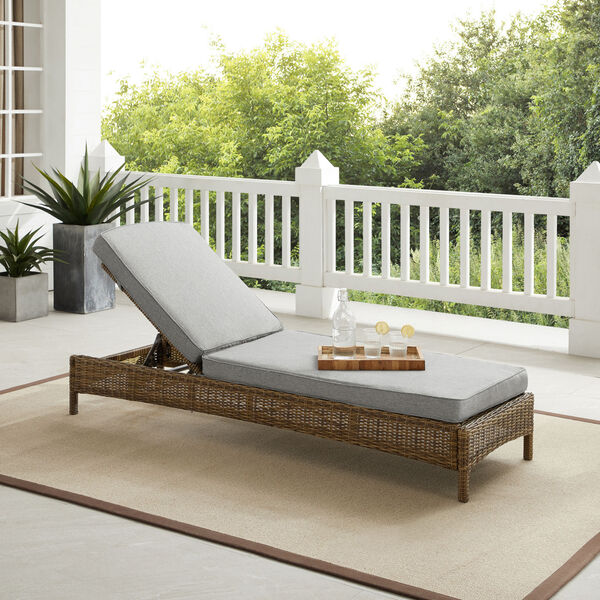 Bradenton Weathered Brown and Gray Outdoor Wicker Chaise Lounge, image 1