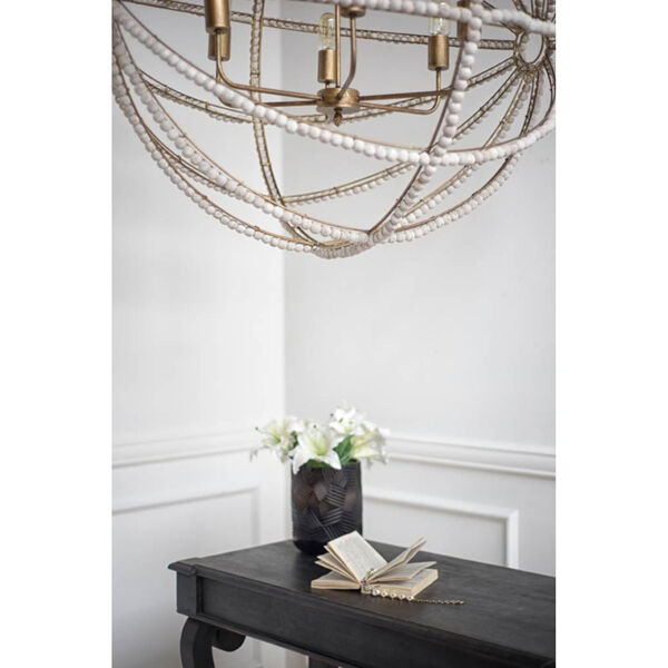 Ava Gold and White Six-Light Chandelier, image 4