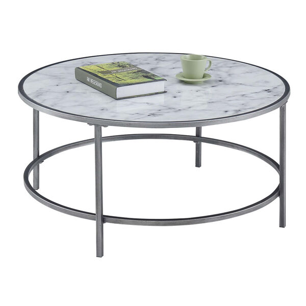 Gold Coast White and Silver Round Coffee Table, image 2